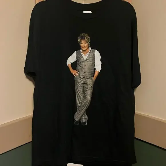 Rod Stewart Concert T-Shirt Men's Size L Large Double-Sided Tour 2007 Black - Picture 1 of 3